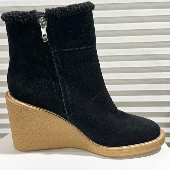 🌸FRANCO SARTO🌸 Ulayna Black Suede Ankle Wedge Boot Size:8.5 - Picture 5 of 16